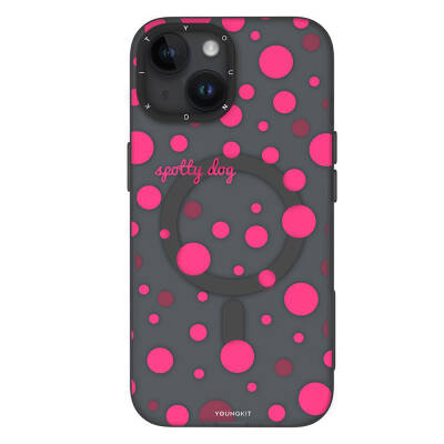 Apple iPhone 14 Kılıf Magsafe Şarj Özellikli Polka Dot Desenli Youngkit Spots Serisi Kapak - 3