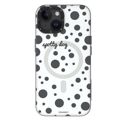 Apple iPhone 14 Kılıf Magsafe Şarj Özellikli Polka Dot Desenli Youngkit Spots Serisi Kapak - 6