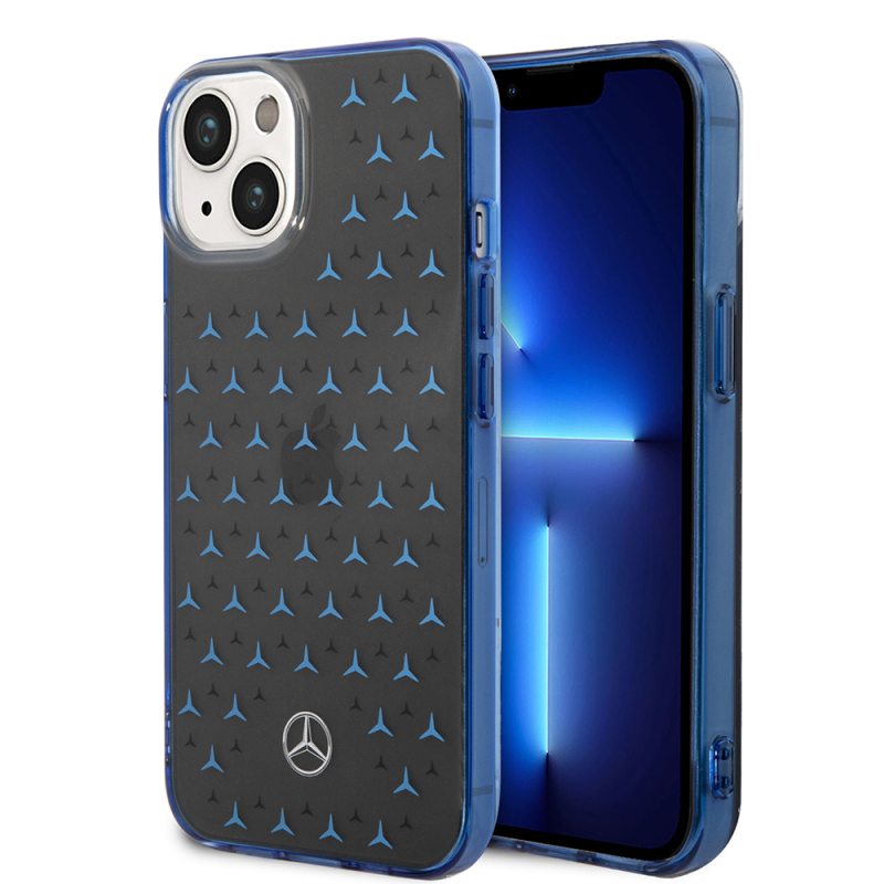 Apple iPhone 14 Kılıf Mercedes Benz Çift Katmanlı Yıldız Desenli Dizayn Kapak - 1