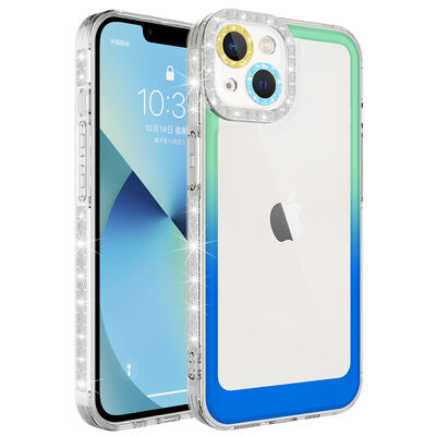 Apple iPhone 14 Kılıf Simli ve Renk Geçiş Tasarımlı Lens Korumalı Zore Park Kapak - 5