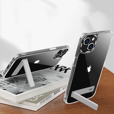 Apple iPhone 14 Kılıf Standlı Şeffaf Silikon Zore L-Stand Kapak - 3