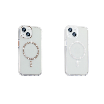 Apple iPhone 14 Kılıf Taşlı Tasarım M-safe Şarj Özellikli Zore Koment Silikon Kapak - 8