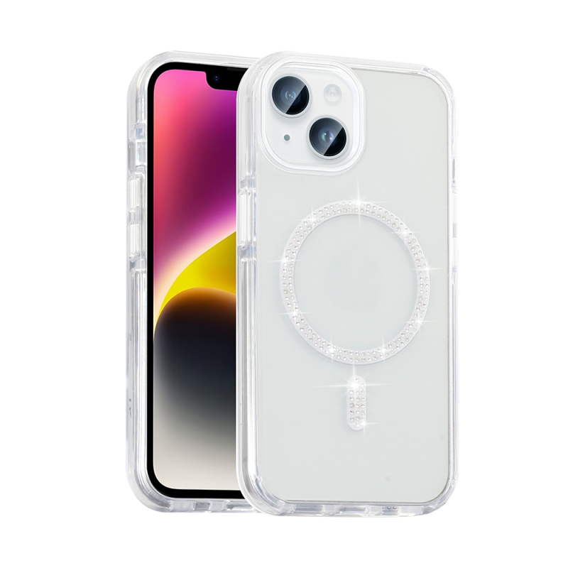 Apple iPhone 14 Kılıf Taşlı Tasarım M-safe Şarj Özellikli Zore Koment Silikon Kapak - 3
