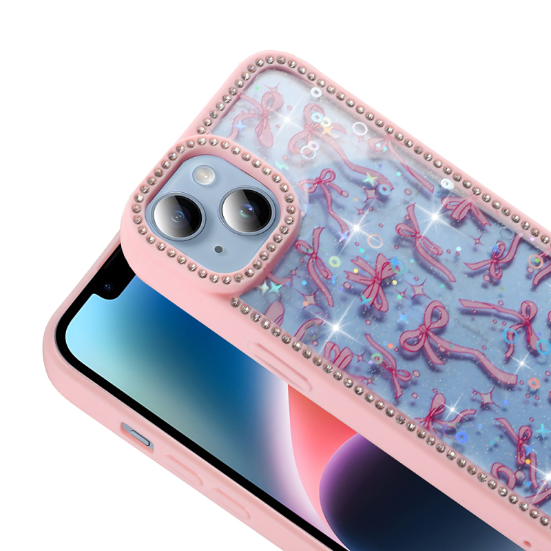Apple iPhone 14 Kılıf Taşlı ve Simli Tasarım Zore Azra Kapak - 10