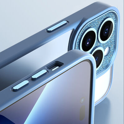 Apple iPhone 14 Kılıf ​​​​​Wiwu GCC-105 Lens Korumalı Renkli Kenar Arkası Şeffaf Multicolor Kapak - 5