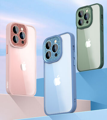 Apple iPhone 14 Kılıf ​​​​​Wiwu GCC-105 Lens Korumalı Renkli Kenar Arkası Şeffaf Multicolor Kapak - 10