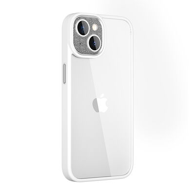 Apple iPhone 14 Kılıf ​​​​​Wiwu GCC-105 Lens Korumalı Renkli Kenar Arkası Şeffaf Multicolor Kapak - 14