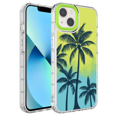 Apple iPhone 14 Plus Case Camera Protected Colorful Patterned Hard Silicone Zore Korn Cover - 14