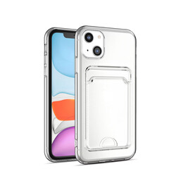 Apple iPhone 14 Plus Case Card Holder Transparent Zore Setra Clear Silicone Cover - 5