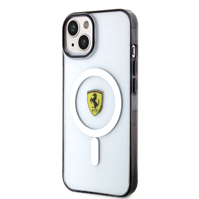 Apple iPhone 14 Plus Case Ferrari Magsafe Transparent Design Cover with Charging Feature - 2
