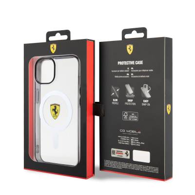 Apple iPhone 14 Plus Case Ferrari Magsafe Transparent Design Cover with Charging Feature - 7