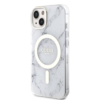 Apple iPhone 14 Plus Case GUESS Magsafe Charge Featured Marble Pattern Cover - 2