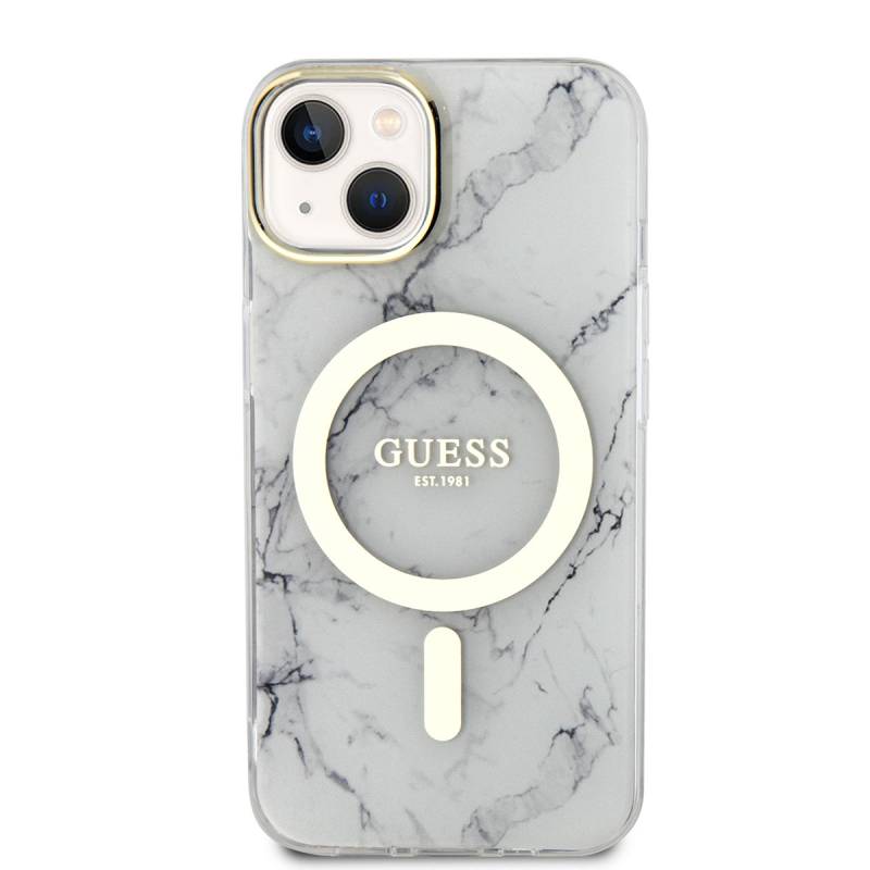 Apple iPhone 14 Plus Case GUESS Magsafe Charge Featured Marble Pattern Cover - 3