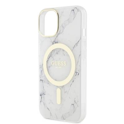 Apple iPhone 14 Plus Case GUESS Magsafe Charge Featured Marble Pattern Cover - 5