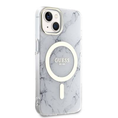 Apple iPhone 14 Plus Case GUESS Magsafe Charge Featured Marble Pattern Cover - 8