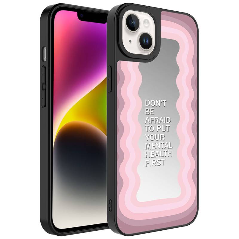 Apple iPhone 14 Plus Case Mirror Patterned Camera Protected Glossy Zore Mirror Cover - 7