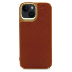 Apple iPhone 14 Plus Case Soft Leather Metal Camera Framed Kajsa Litchi Cover - 8
