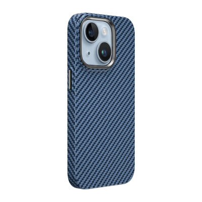 Apple iPhone 14 Plus Case Wiwu Carbon Fiber Look Magsafe Wireless Charge Featured Kabon Cover - 2