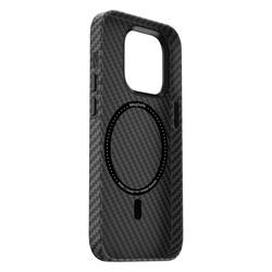 Apple iPhone 14 Plus Case Wiwu Carbon Fiber Look Magsafe Wireless Charge Featured Kabon Cover - 3