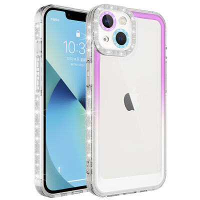 Apple iPhone 14 Plus Kılıf Simli ve Renk Geçiş Tasarımlı Lens Korumalı Zore Park Kapak - 1