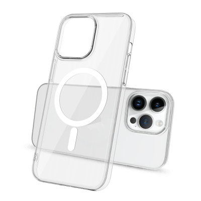Apple iPhone 14 Pro Camera Protected M-Safe Charging Transparent Zore London Hard PC Case - 5