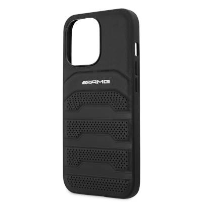 Apple iPhone 14 Pro Case AMG Leather Striped Embossed Design Cover - 6