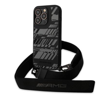 Apple iPhone 14 Pro Case AMG Liquid Silicone Strap Graphic Design Cover with Phone Strap - 1