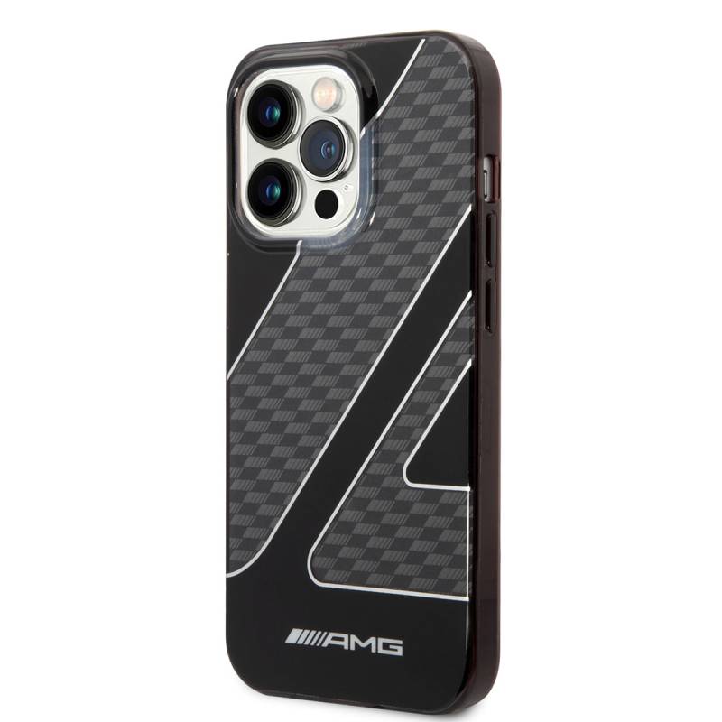 Apple iPhone 14 Pro Case AMG Transparent Double Layer Checkered Flag Design Cover - 2