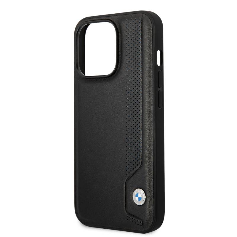 Apple iPhone 14 Pro Case BMW Leather Blue Dot Design Cover - 5