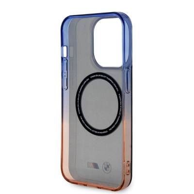 Apple iPhone 14 Pro Case BMW Magsafe Charging Feature Transparent Color Gradient Design Cover - 6