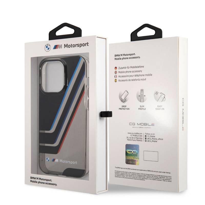 Apple iPhone 14 Pro Case BMW Original Licensed Semi-Transparent Striped Design Cover - 2