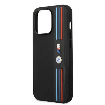 Apple iPhone 14 Pro Case BMW PU Leather 3-Color Striped Mesh Design Cover - 2