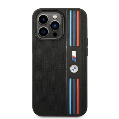 Apple iPhone 14 Pro Case BMW PU Leather 3-Color Striped Mesh Design Cover - 6