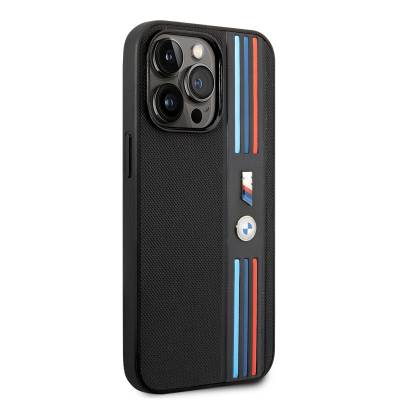 Apple iPhone 14 Pro Case BMW PU Leather 3-Color Striped Mesh Design Cover - 8