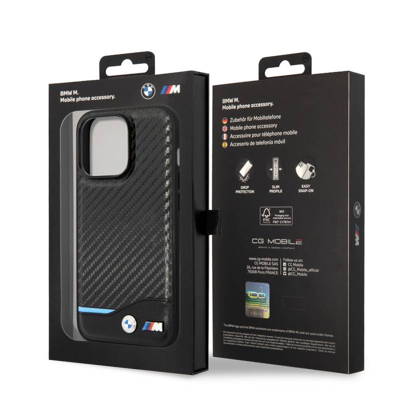 Apple iPhone 14 Pro Case BMW PU Leather And Carbon Design Cover - 3