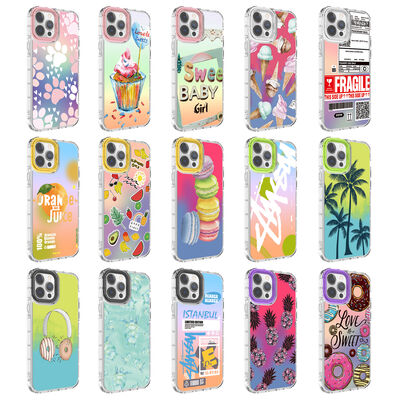 Apple iPhone 14 Pro Case Camera Protected Colorful Patterned Hard Silicone Zore Korn Cover - 2