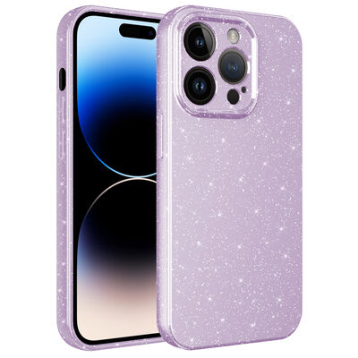 Apple iPhone 14 Pro Case Camera Protected Glittery Luxury Zore Cotton Cover - 6