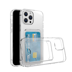 Apple iPhone 14 Pro Case Card Holder Transparent Zore Setra Clear Silicone Cover - 1