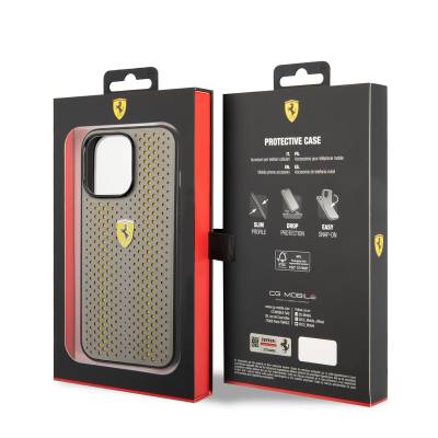 Apple iPhone 14 Pro Case Ferrari Leather Yellow Dotted Design Cover - 8