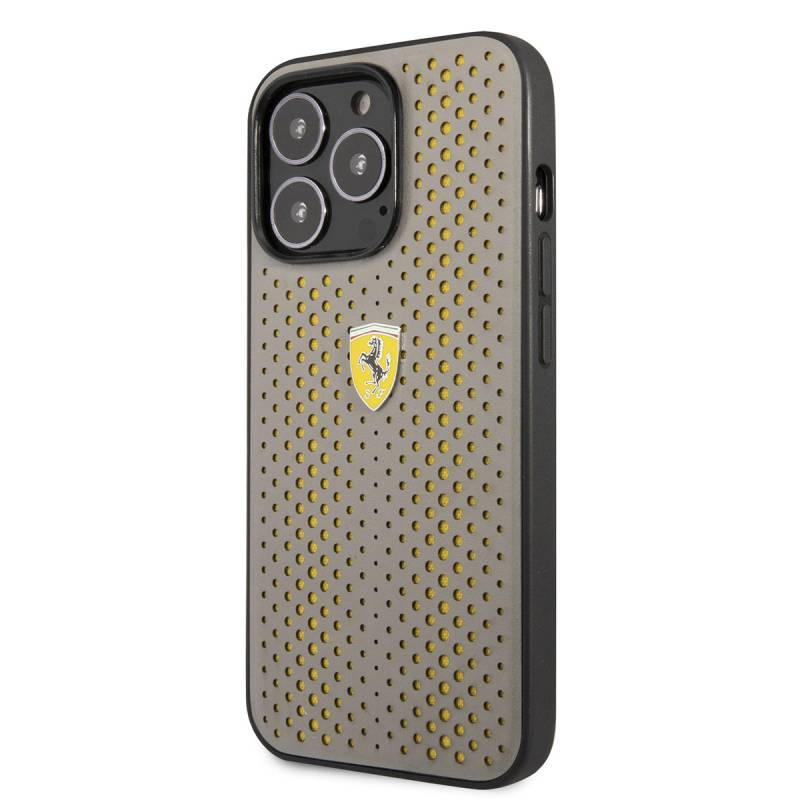 Apple iPhone 14 Pro Case Ferrari Leather Yellow Dotted Design Cover - 2