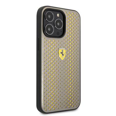 Apple iPhone 14 Pro Case Ferrari Leather Yellow Dotted Design Cover - 4