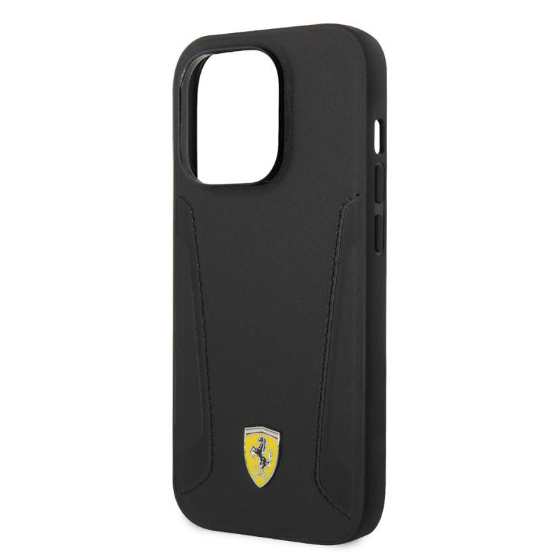 Apple iPhone 14 Pro Case Ferrari Magsafe Charge Featured Leather Edges Stamped Design Cover - 5