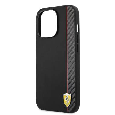 Apple iPhone 14 Pro Case Ferrari Magsafe Charging Featured Pu Leather And Carbon Striped Design Cover - 6