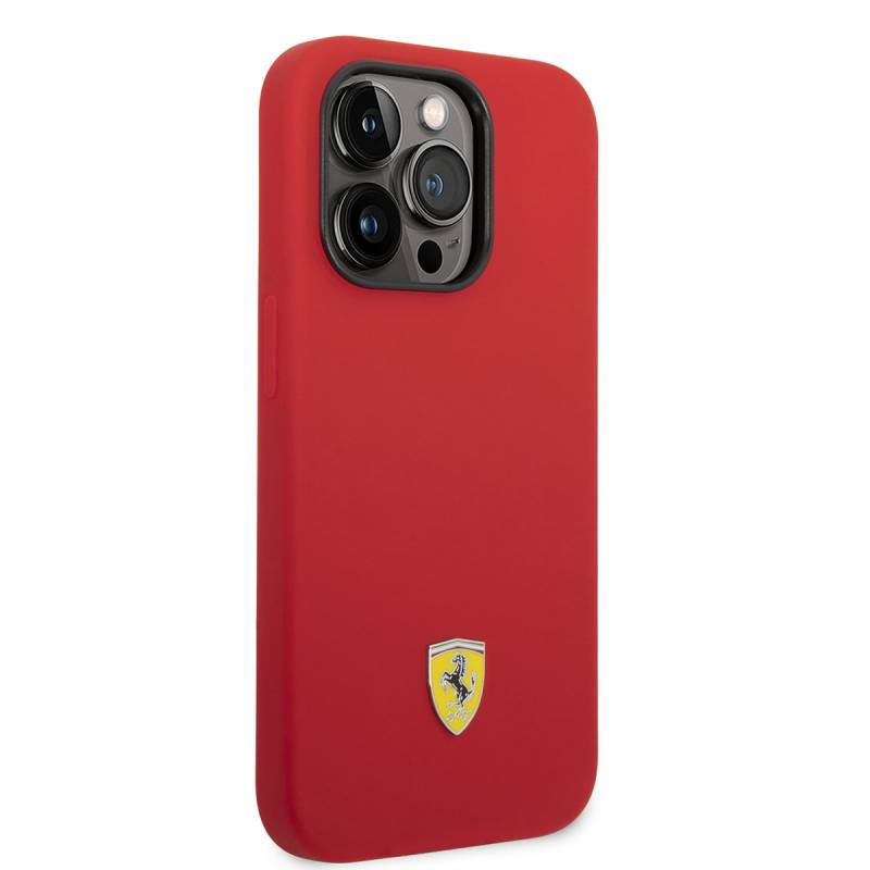 Apple iPhone 14 Pro Case Ferrari Magsafe Charging Featured Silicone Metal Logo Design Cover - 9