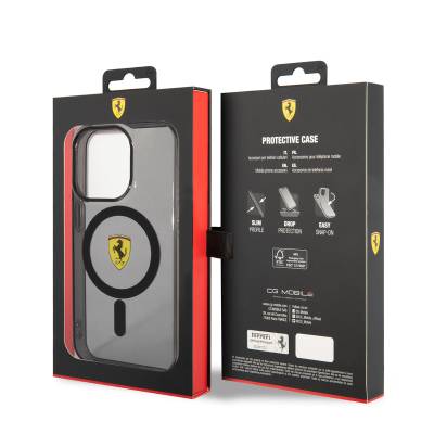 Apple iPhone 14 Pro Case Ferrari Magsafe Semi-Transparent Design Cover with Charging Feature - 3