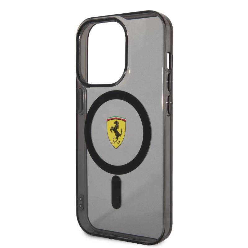 Apple iPhone 14 Pro Case Ferrari Magsafe Semi-Transparent Design Cover with Charging Feature - 5