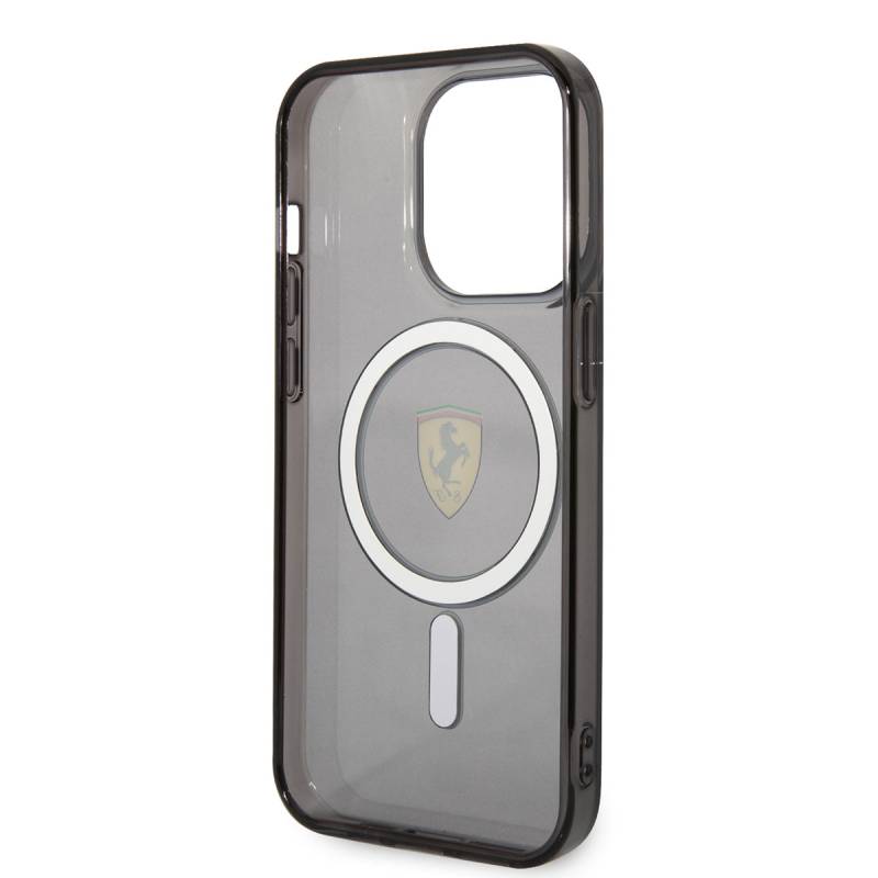 Apple iPhone 14 Pro Case Ferrari Magsafe Semi-Transparent Design Cover with Charging Feature - 6