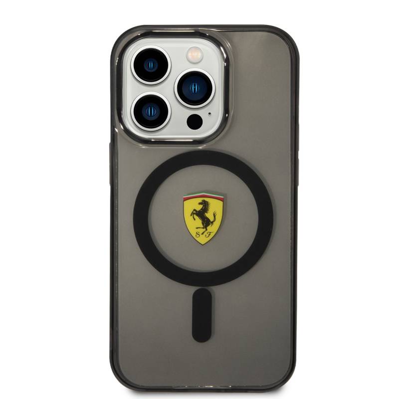Apple iPhone 14 Pro Case Ferrari Magsafe Semi-Transparent Design Cover with Charging Feature - 7