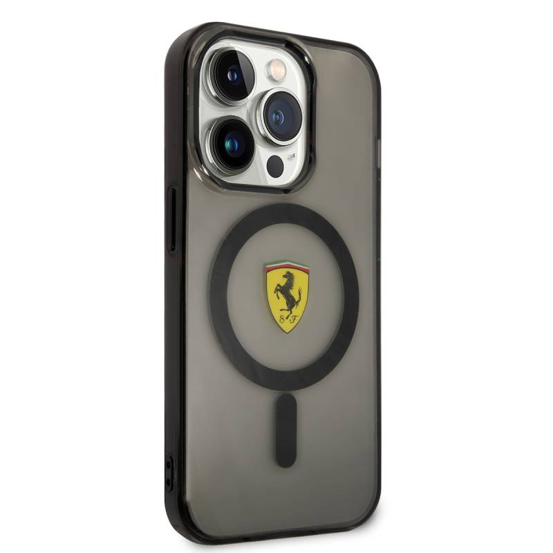 Apple iPhone 14 Pro Case Ferrari Magsafe Semi-Transparent Design Cover with Charging Feature - 8