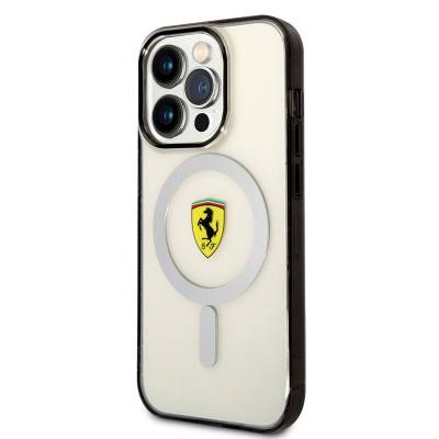 Apple iPhone 14 Pro Case Ferrari Magsafe Transparent Design Cover with Charging Feature - 2